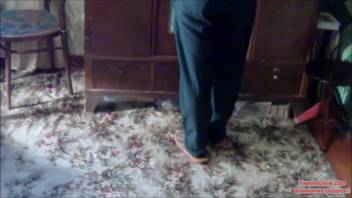 Brunette with curly hair is pounded in doggy position