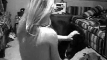 Black and white dog sex video with a hot woman