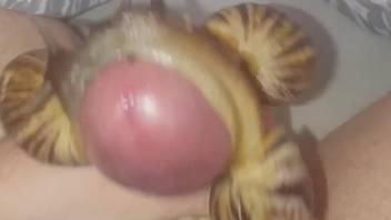 Man masturbates with snails all over his erect dick