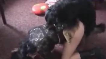 Brunette experiences her very first orgasm with a dog