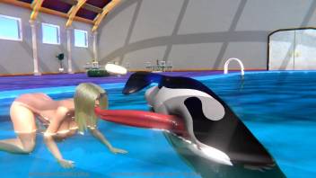 3D orca fucking scene with a  horny blonde diva