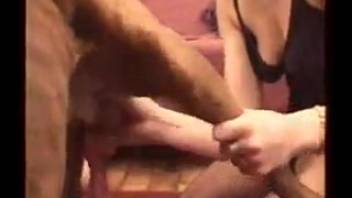 Pair of sexy chicks being screwed by one beast