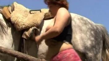 Mature BBW getting fucked by dogs and horses
